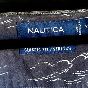Nautica Navy Stretch Shirt with White Pattern